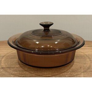 Corning VISION V-32-B Amber Glass 1.5 QT Casserole Covered Dish with Lid